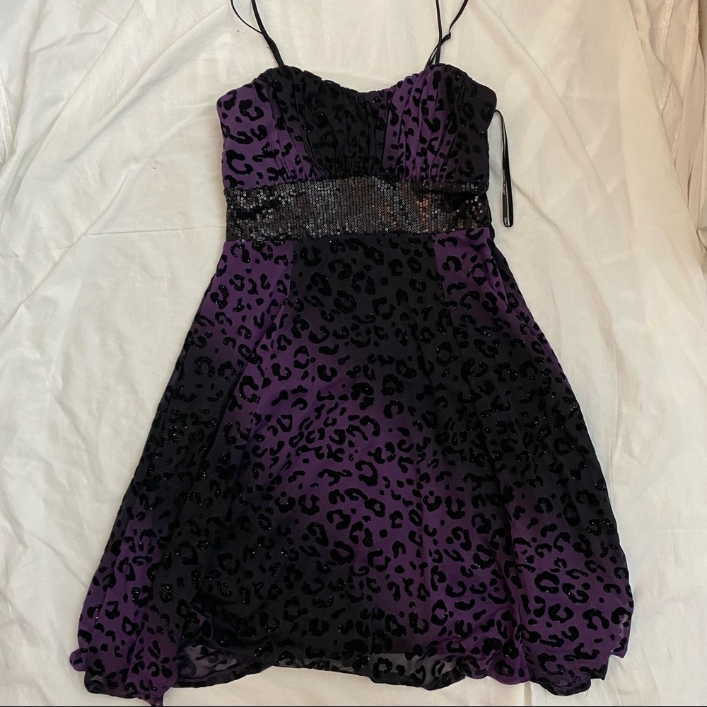 Maddy Paige size 9/10 Purple Glitter Leopard Print dress